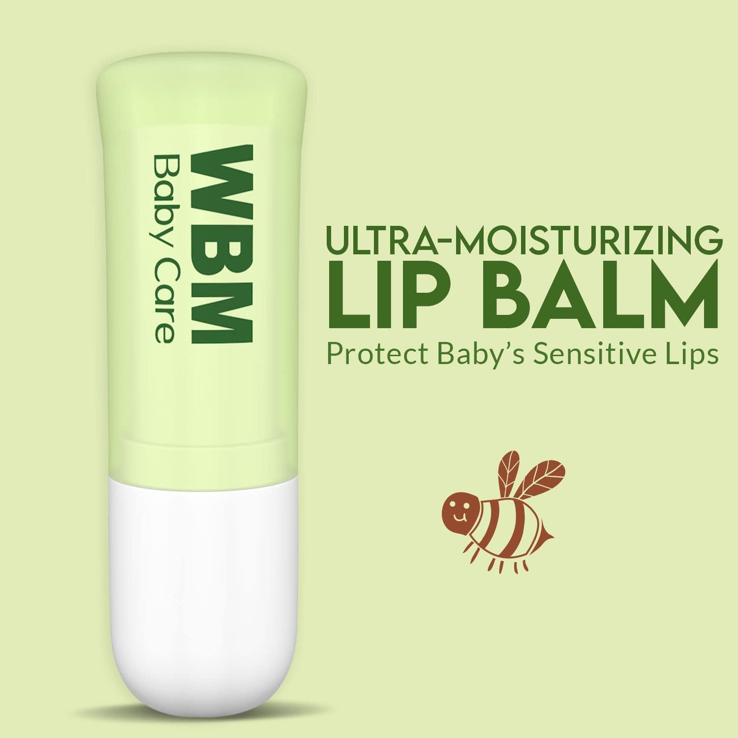 WBM Care Baby Lip Balm | Clean, Natural, and Non-Toxic Formula | Fragrance-Free Lip Care for Babies, Gentle Hydration and Protection for Delicate Lips