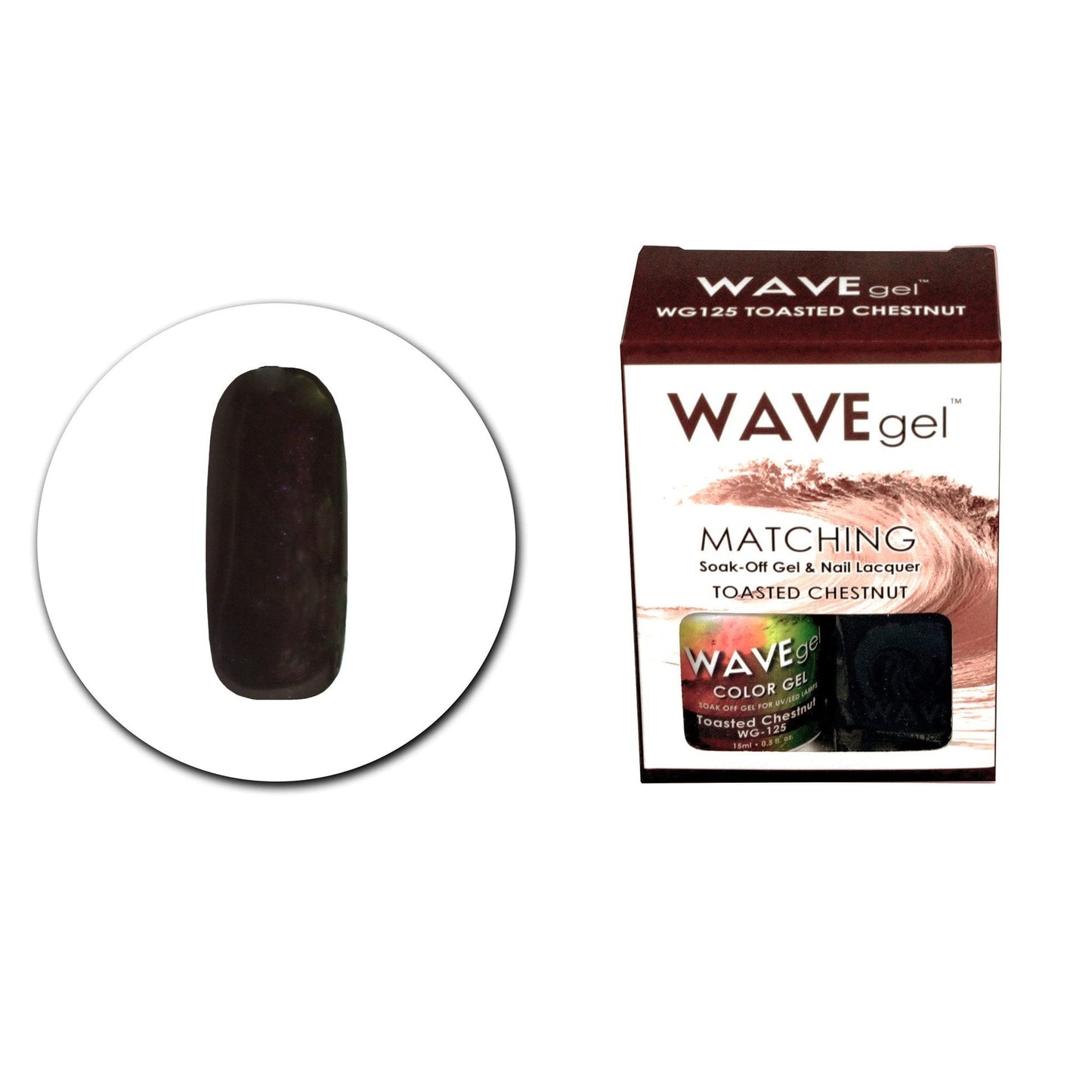 WAVEGEL Soak-0ff Gel & Nail Lacquer Matching Duo Set - Toasted Chestnut - WG125-125 I 0.5 Oz Beauty & Personal Care WAVE gel