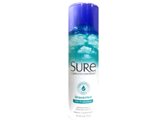 Sure Anti-Perspirant & Deodorant Aerosol, Unscented 6 oz (Pack of 7) Beauty and Personal Care Sure