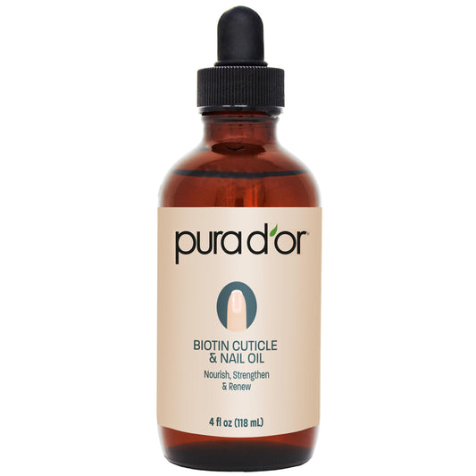 PURA D'OR 4 Oz Nail and Cuticle Oil - Nourishing Treatment with Dropper - Natural Blend Enriched with Biotin, Vitamin E, Milk for Nail Growth, Healthy