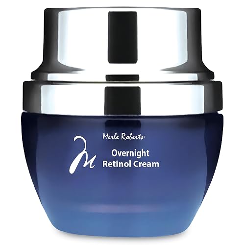 Merle Roberts Retinol Overnight Cream. Retinol cream helps for wrinkles, fine lines, sun damage and expression lines with hyaluronic acid, vitamin e