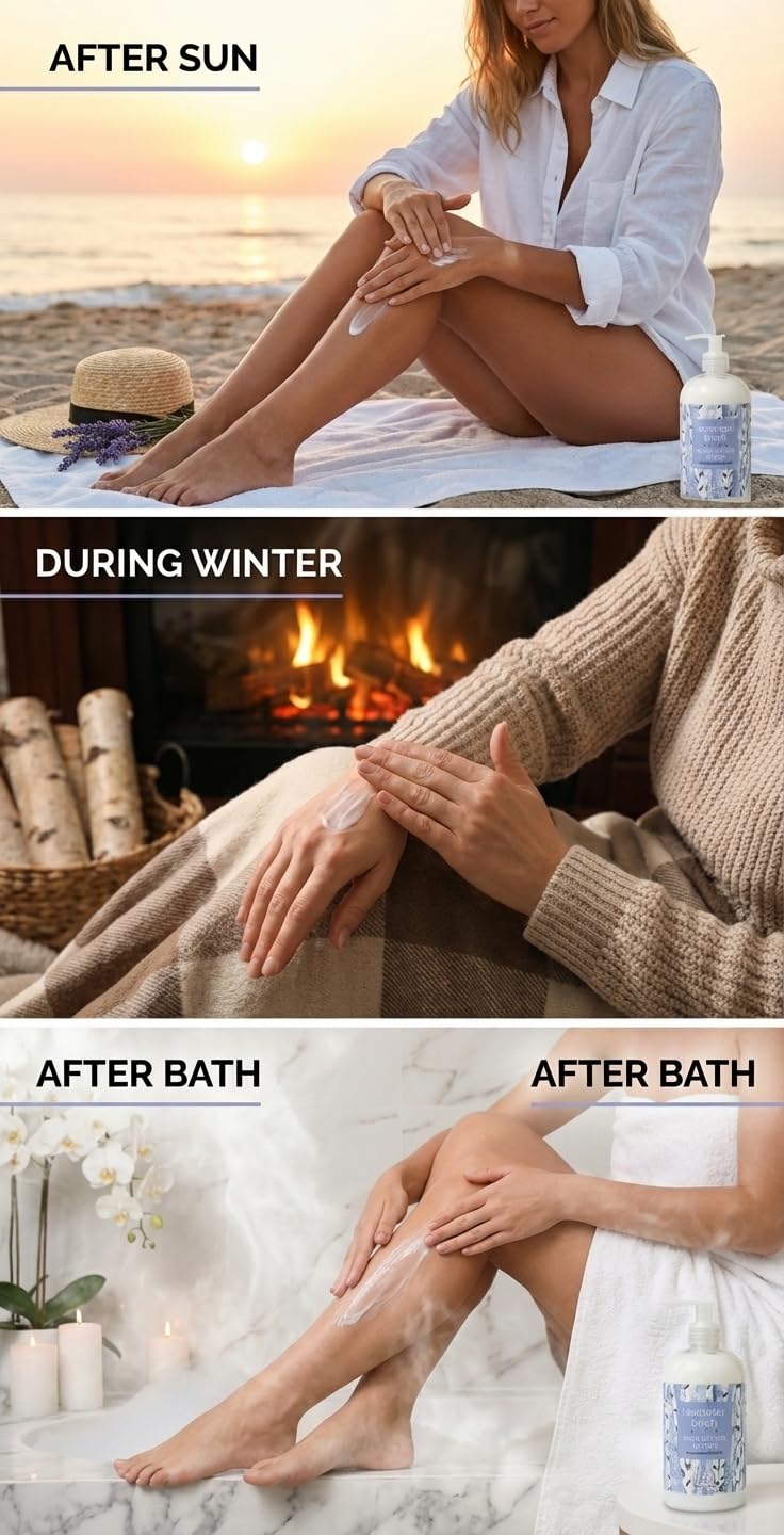 Greenwich Bay Trading Lavender Birch Lotion, 16 fl oz pump bottle. Hydrating body lotion with shea butter, cocoa butter & vitamin E. Soothing lavender