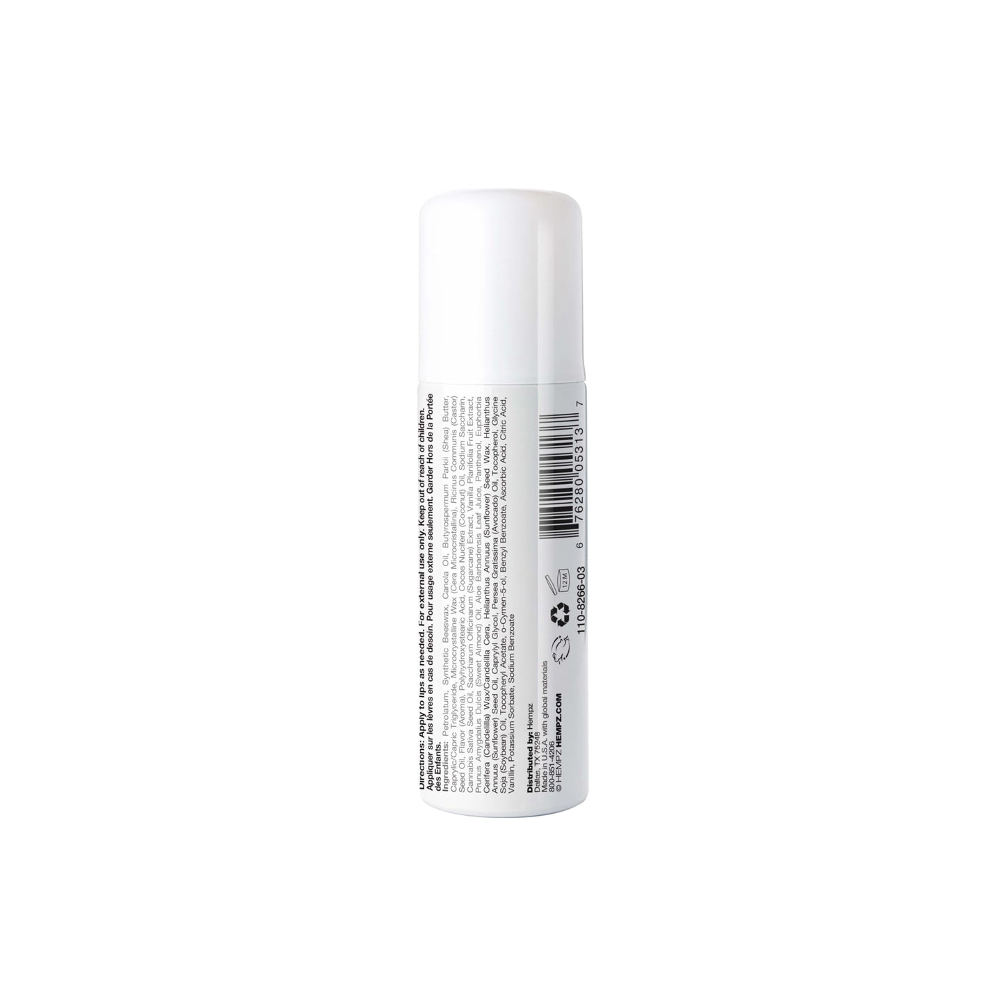 HEMPZ Natural Lip Balm - Buttercream Cake - Hemp Seed Oil, Shea Butter, Coconut & Avocado Oil with Vanilla, Sugarcane, Sweet Almond Moisturizing Lip