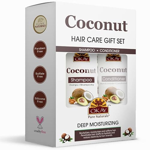 OKAY Coconut Deep Moisturizing Hair Care Gift Set (2 x 12 oz) - Hydrating Shampoo & Conditioner Duo for Dry, Damaged Hair, Restores Moisture