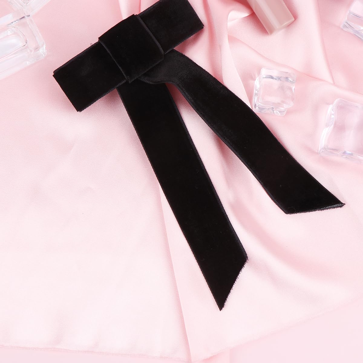 Lurrose Hair Bow Clips Large Bowknot French Barrettes Spring Hair Clips Hairpins Headdress for Women and Girls (Black)