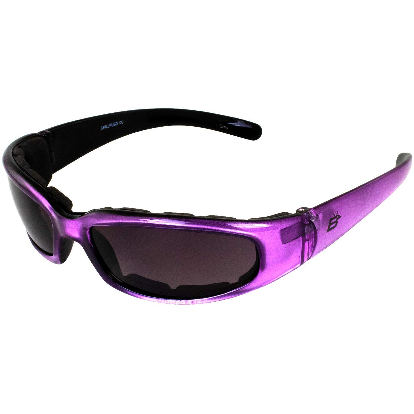 Birdz Eyewear Chill Women's Padded Motorcycle Sunglasses Purple Frames with Super Dark Lenses