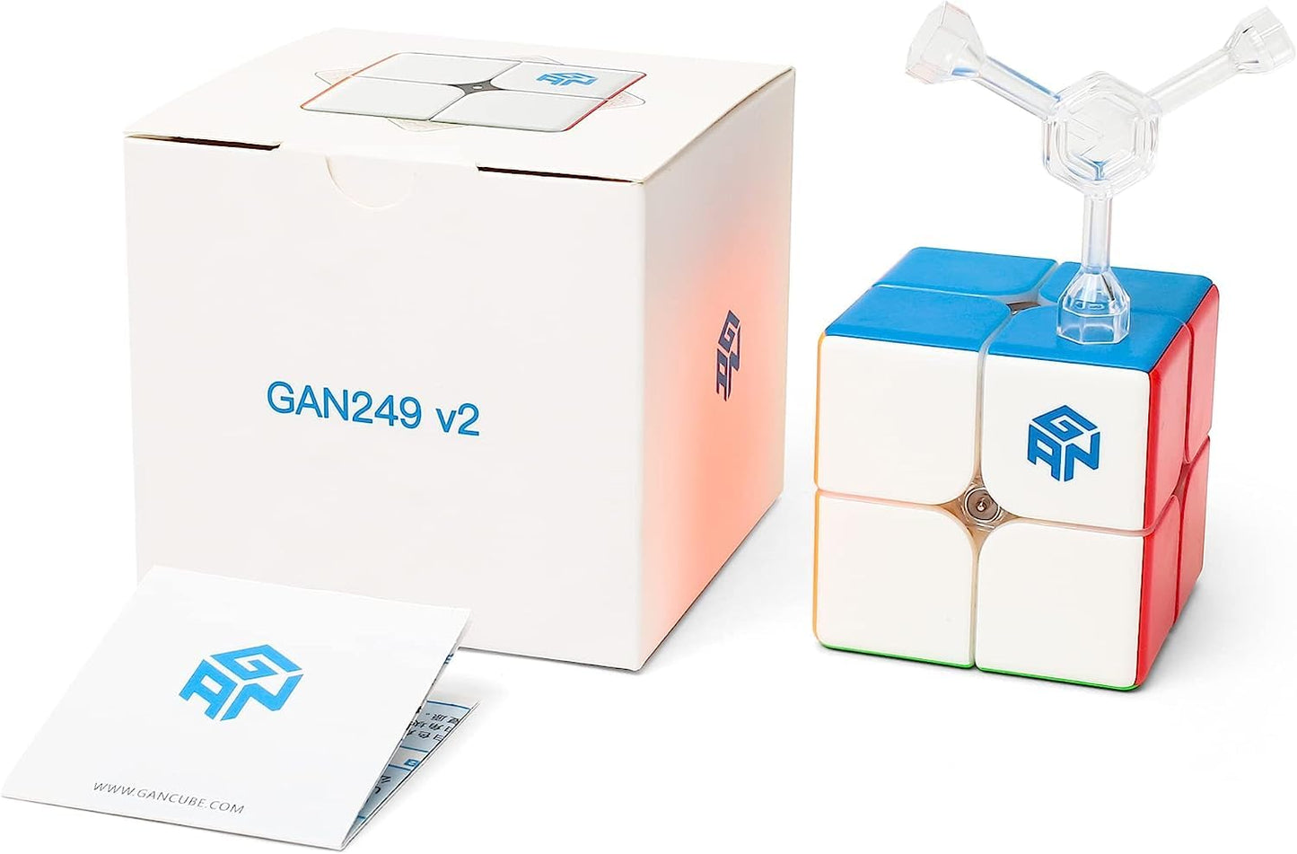 GAN 249 V2, 2x2 Speed Cube Gans Mini Cube Puzzle Toy 2x2x2 Magic Cube 49mm (Stickerless)