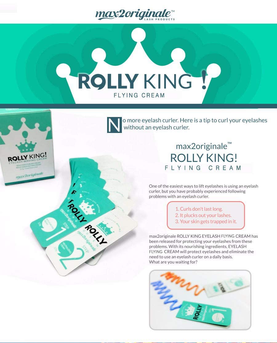 Rolly King Perm Step 1 & 2 for Eyelash Lifting and Brow Lamination for Professionals, 10 Sachets in a Box