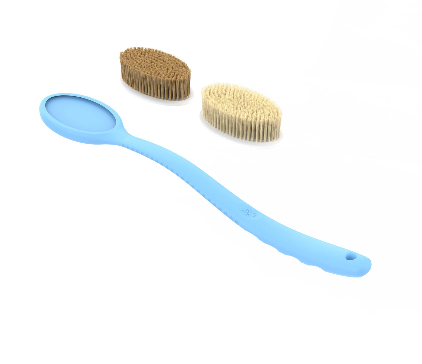 Avilana Soft and Stiff Replacement Pads-Replaceable and Interchangeable Pads for Shower Body Brush with Long 19 inch Curved Handle Back Brush
