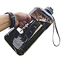 FORWEWAY Half Gallon Water Bottle with Handle 2.2L/74OZ Large Plastic Water Bottles BPA Free Water Bottles with Strap Portable with Time Marker…
