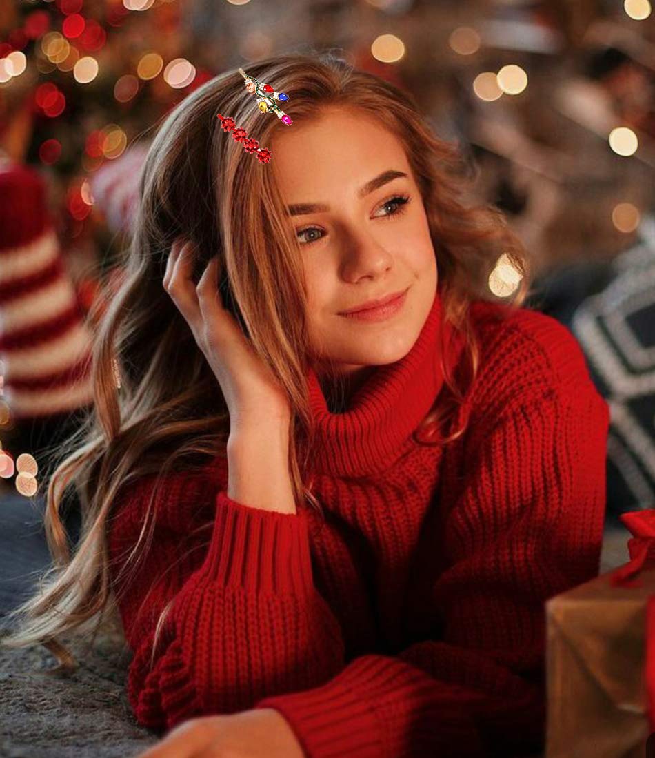 5PCS Christmas Hair Clips for Women Xmas Gift Bow Hair Clip Holiday Snowflake Snowman Hairpins Festive Hair Barrettes Costume Hair Accessory Gifts