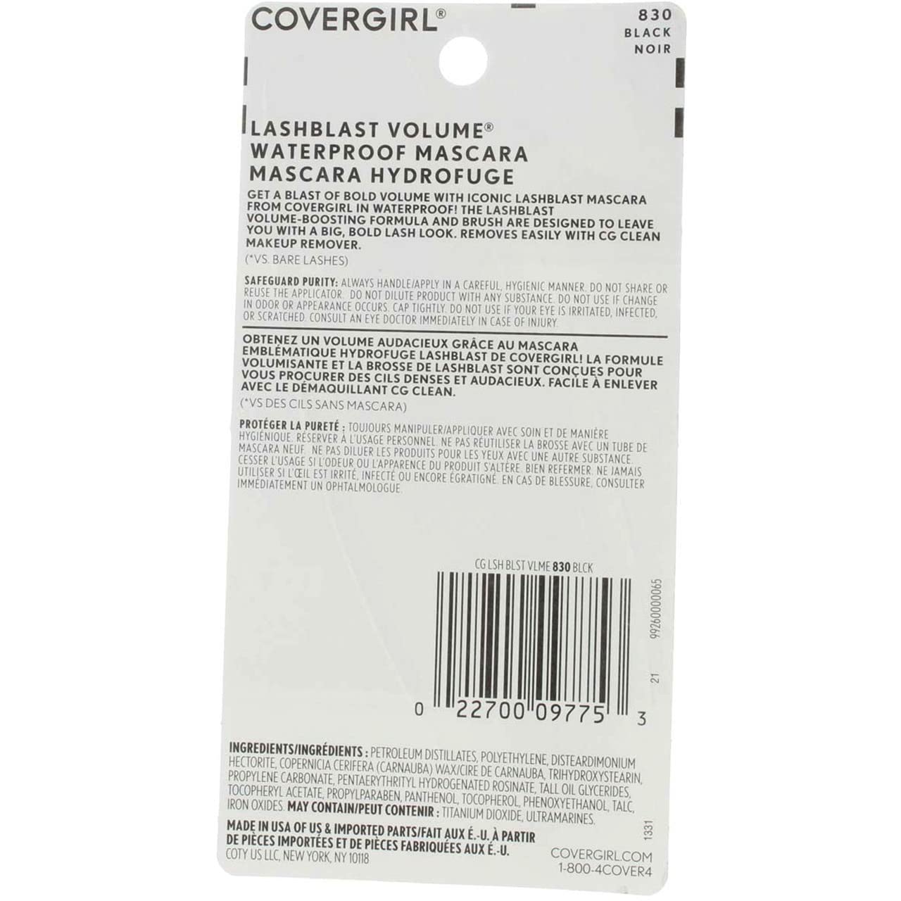 Cover Girl 09775 830blk Black Lashblast Volume Blast Waterproof Mascara
