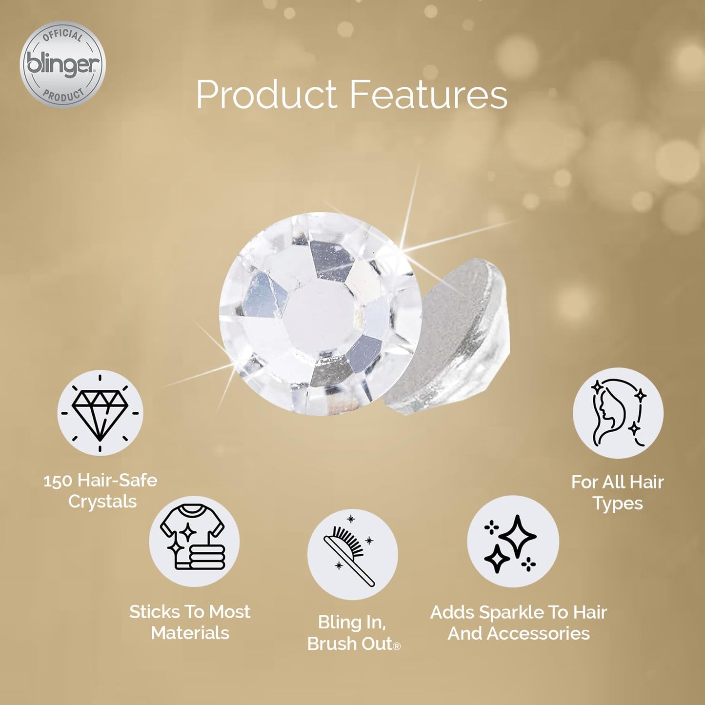 blinger® Vanity Starter Set - as seen on Shark Tank | Hair Gem Stamper + 150 Precision-Cut Glass Crystals | Easy To Use Hair-Safe Accessories