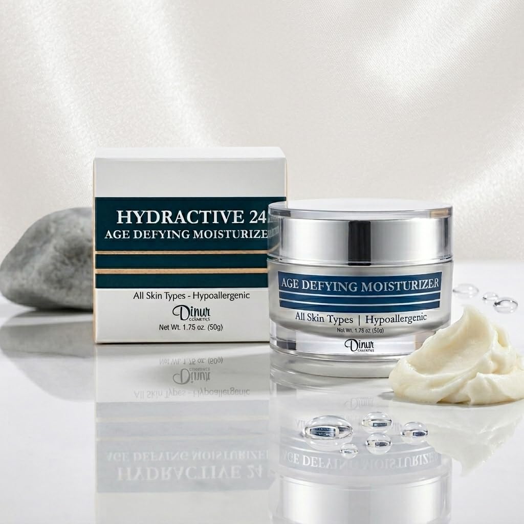 Dinur Cosmetics Hydractive 24 Age Defying Moisturizer Hydrating Looks Younger Smoother & Lucent Improves Skin Elasticity Uniformity 1.75 ounces/50