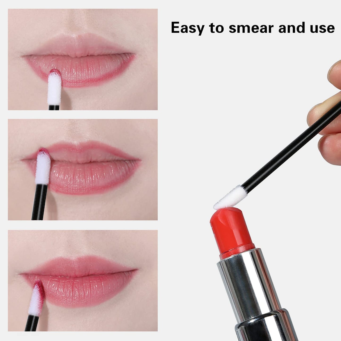 600pcs Disposable Lip Applicators, Lipstick Brushes & Lip Wands - Black & Pink 3.6 Inch Hygienic Makeup Applicators for Precision Application