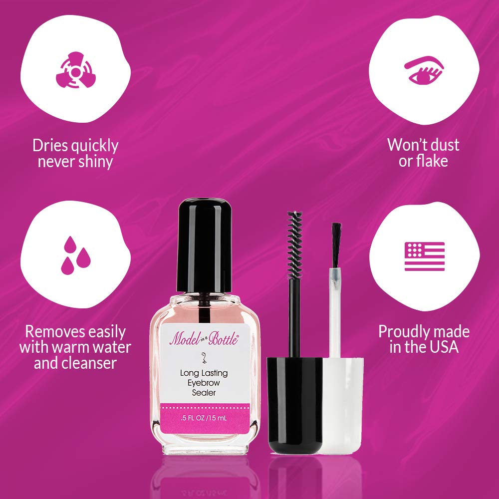 Model in a Bottle Eyebrow Sealer with Mascara & Brush Applicator - Waterproof, Smudge-Proof, Long-Lasting Eyebrow Gel Topcoat for Flawless All-Day