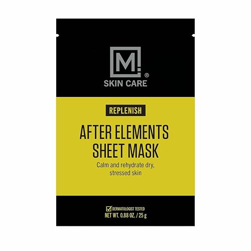M. Skin Care After Elements Facial Sheet Mask Treatment for Men, Sunburn and Windburn Skin Care Face Mask