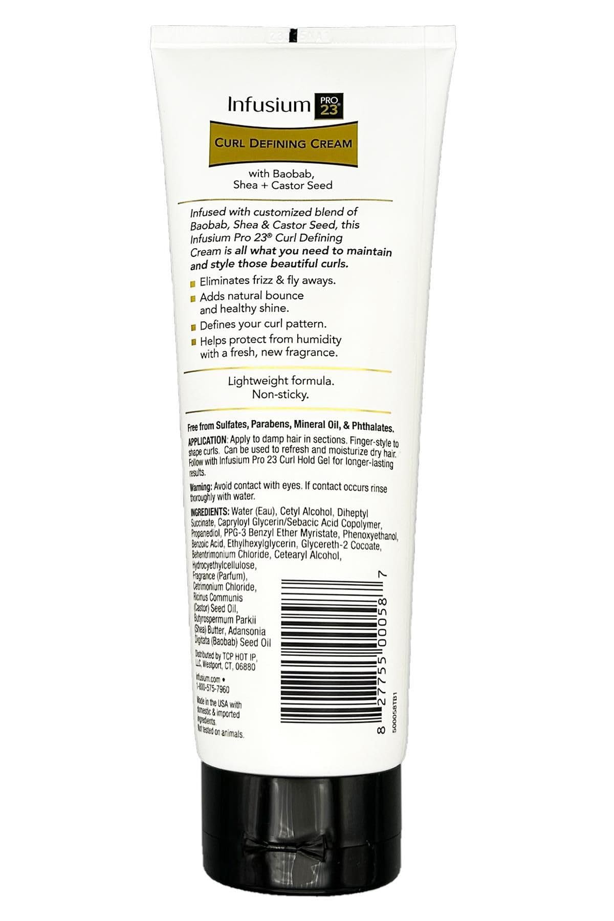 INFUSIUM 23 Curl Defining Hair Cream - Eliminates Frizz and Adds Bounce Shine 8oz., White