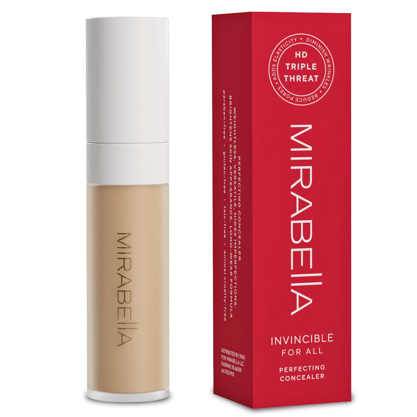 Mirabella Invincible For All Perfecting Under Eye Concealer Full Coverage - Hydrating Makeup Concealer for Dark Circles, Fine Lines & Wrinkles