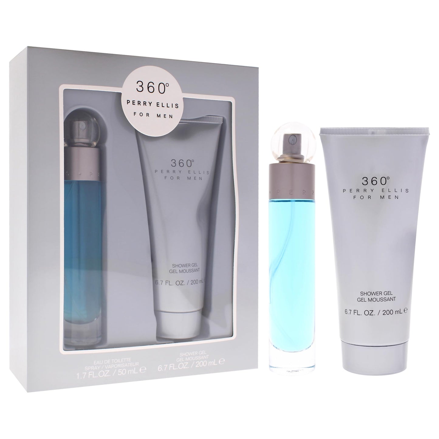 360 by Perry Ellis for Men - 2 Pc Gift Set 1.7oz EDT Spray, 6.7oz Shower Gel