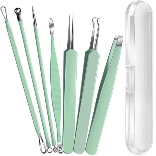 Teenitor 7 Pcs Surgical Grade Blackhead Remover Tools and Pimple Popper Tool Kit, Ingrown Hair Tweezers, Blackhead Tweezers, Precision Tweezers Beauty and Personal Care Teenitor Default Title