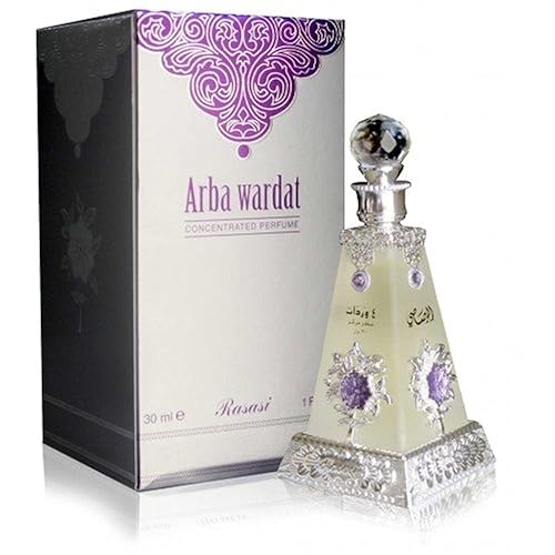 RASASI Arba Wardat Arabian Perfume Oils For Women & Men, 30ml (1.0 Oz) - Long Lasting Concentrated Perfume Oil, Luxurious Unisex Scented Oil For All-day Freshness And Elegance In A Premium Bottle