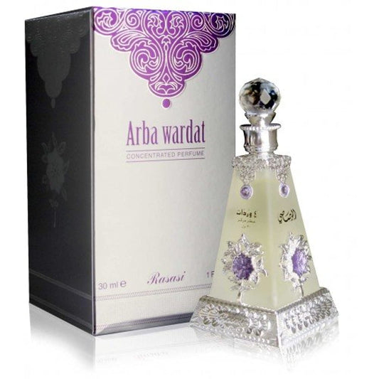 RASASI Arba Wardat Arabian Perfume Oils For Women & Men, 30ml (1.0 Oz) - Long Lasting Concentrated Perfume Oil, Luxurious Unisex Scented Oil For All-day Freshness And Elegance In A Premium Bottle