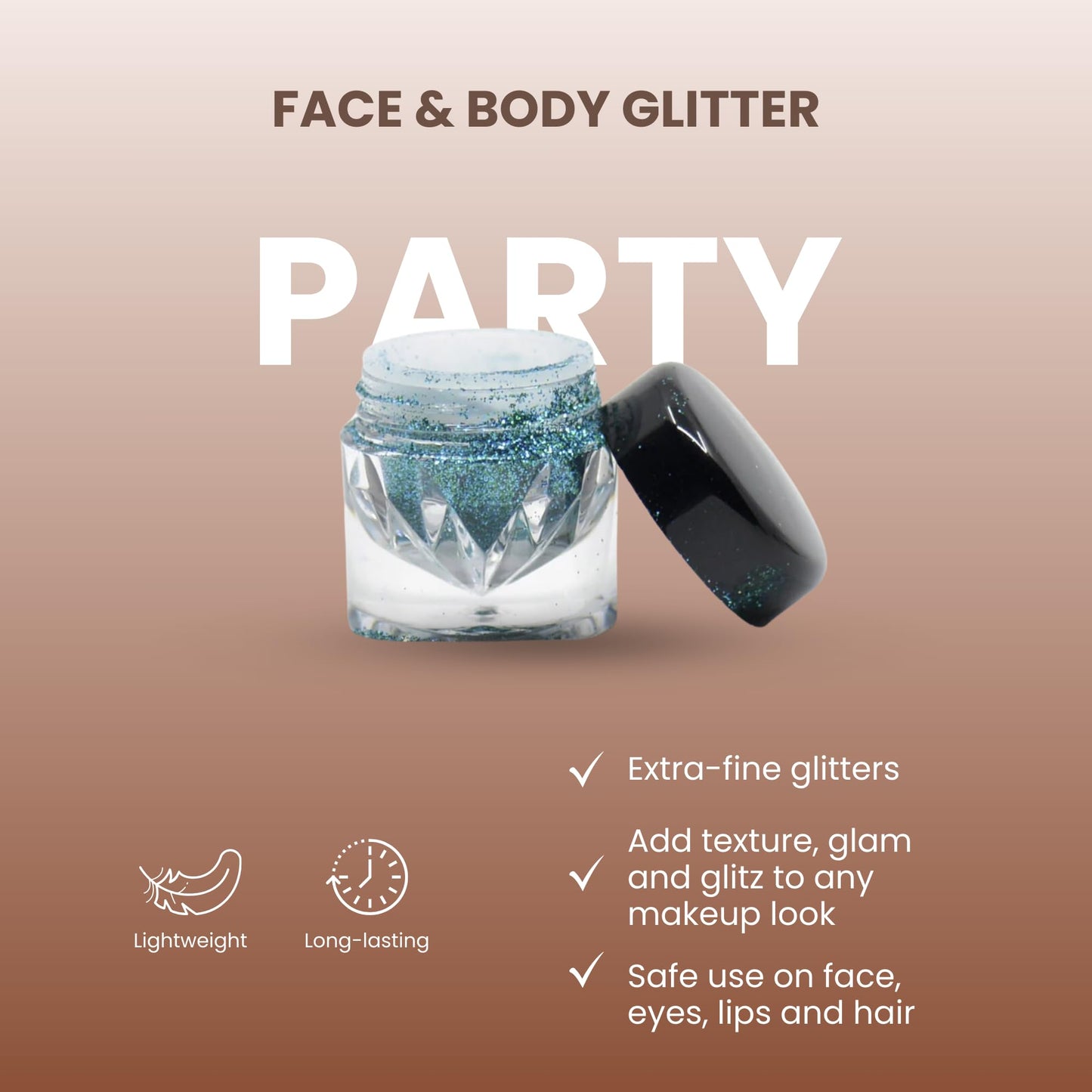 Poise Makeup Body and Facial Glitter | Extra-fine Cosmetic-Grade Glitters to Add Texture, Glam and Glitz, Safe for Face Eyes Lips and Hair