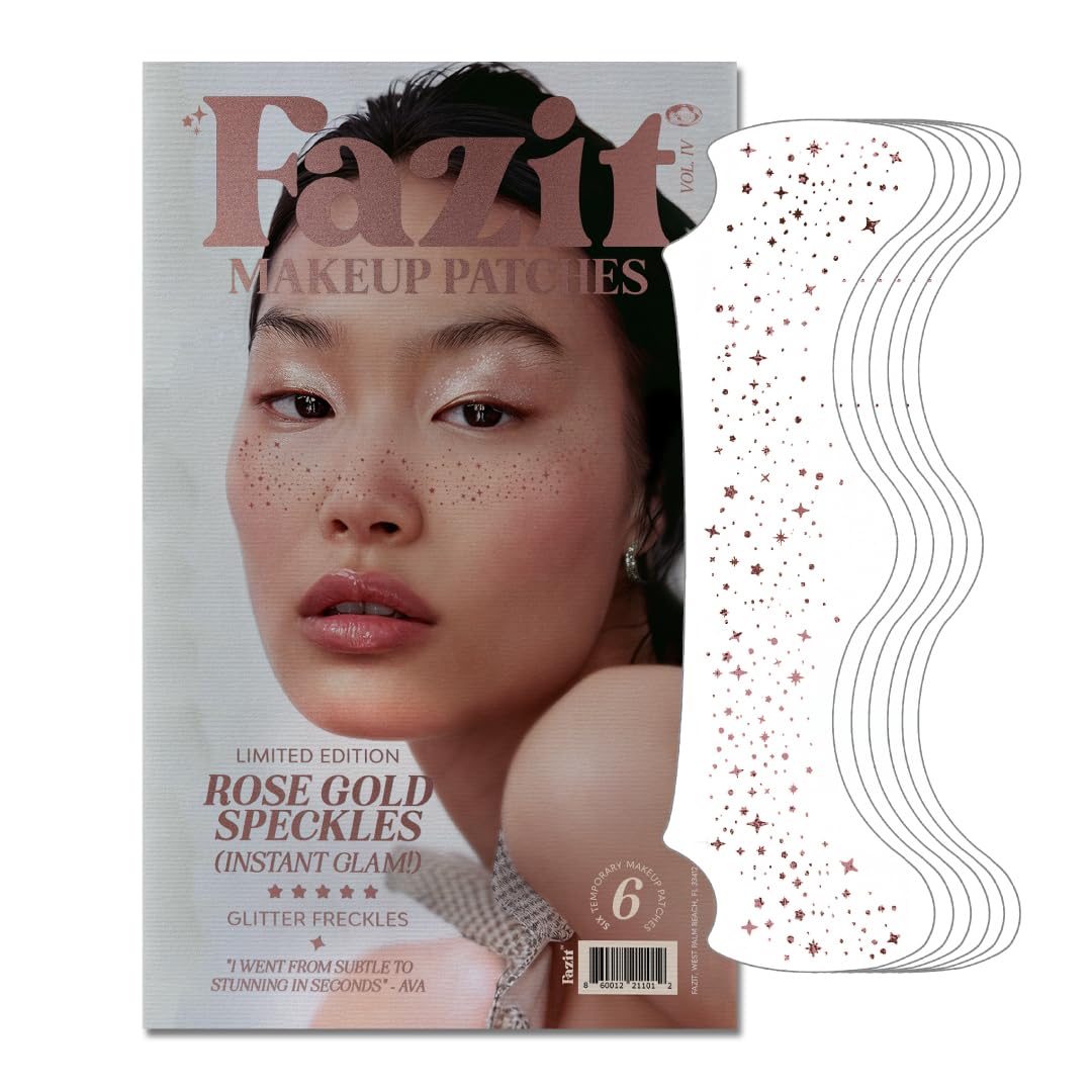Fazit Rose Gold Speckles - Glitter Freckle Makeup Patches - Shimmering Faux Freckles & Body Glitter - Waterproof, Long-Lasting Instant Glamour