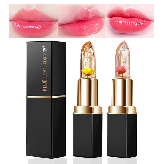BLUE LOVE 2PCS Color Changing Flower Lipstick - Hydrating Jelly Lip Balm with Flower, Long-Lasting Moisturizer & Nourishing Lip Gloss (Gold&Pink) Beauty and Personal Care BLUE LOVE