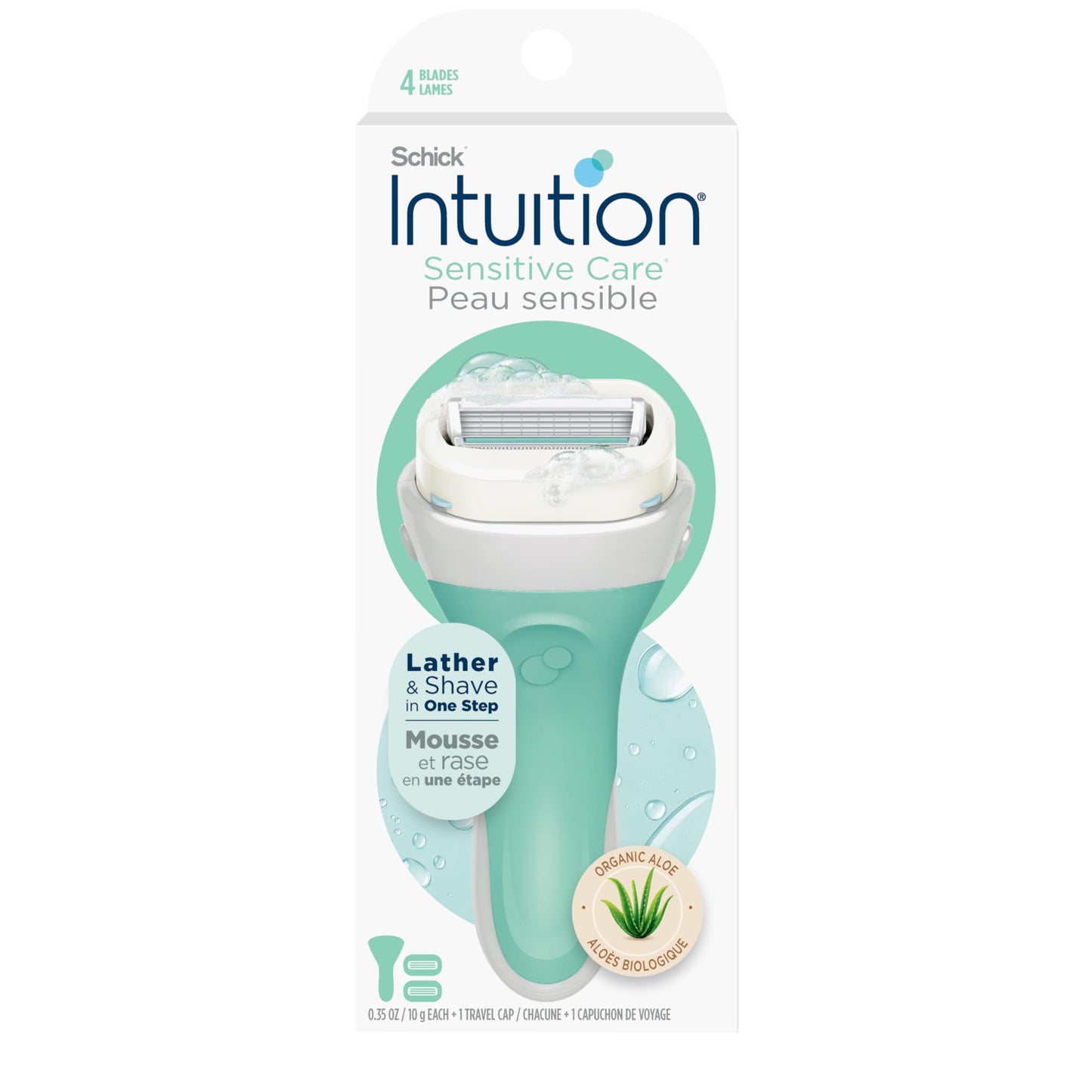 Schick Intuition Razors for Women with Sensitive Skin | 1 Razor & 2 Intuition Razor Blades Refill with Organic Aloe Beauty and Personal Care INTUITION