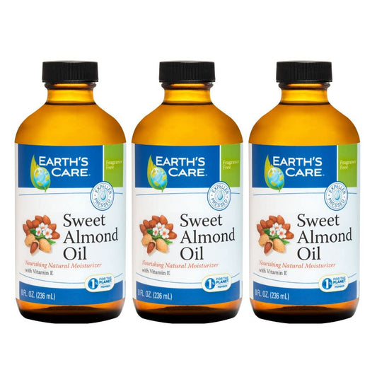 Earth’s Care Sweet Almond Oil - Expeller Pressed Almond Oil for Skin and Hair 8 FL. OZ. (3 Bottles) Beauty & Personal Care Earth's Care