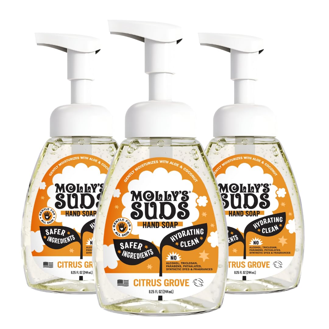 Molly's Suds Foaming Hand Soap - Made with Aloe and Coconut Oil | Moisturizing Hand Wash | Clean Ingredients, Infused with Essential Oils | Citrus