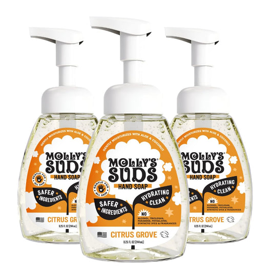Molly's Suds Foaming Hand Soap - Made with Aloe and Coconut Oil | Moisturizing Hand Wash | Clean Ingredients, Infused with Essential Oils | Citrus