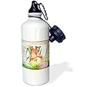 3dRose Music of Flute and Keys Sports Water Bottle, 21 oz, White
