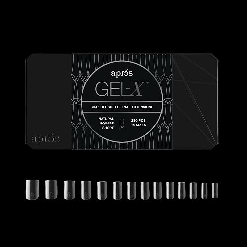 Aprés Gel-X® Square Box of Nail Tips | 280 Gel-X Tips, Soft Tips, 14 Sizes 00-9 | Half-sizes Included (Natural Square Short, 280 Count) Beauty & Personal Care APRÉS