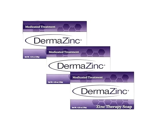 DermaZinc Therapy Soap, Zinc Soap for Skin, Skin Disorder Relief for Psoriasis, Dermatitis, Eczema, and Other Condition Symptoms (Pack of 3) Beauty & Personal Care DermaZinc
