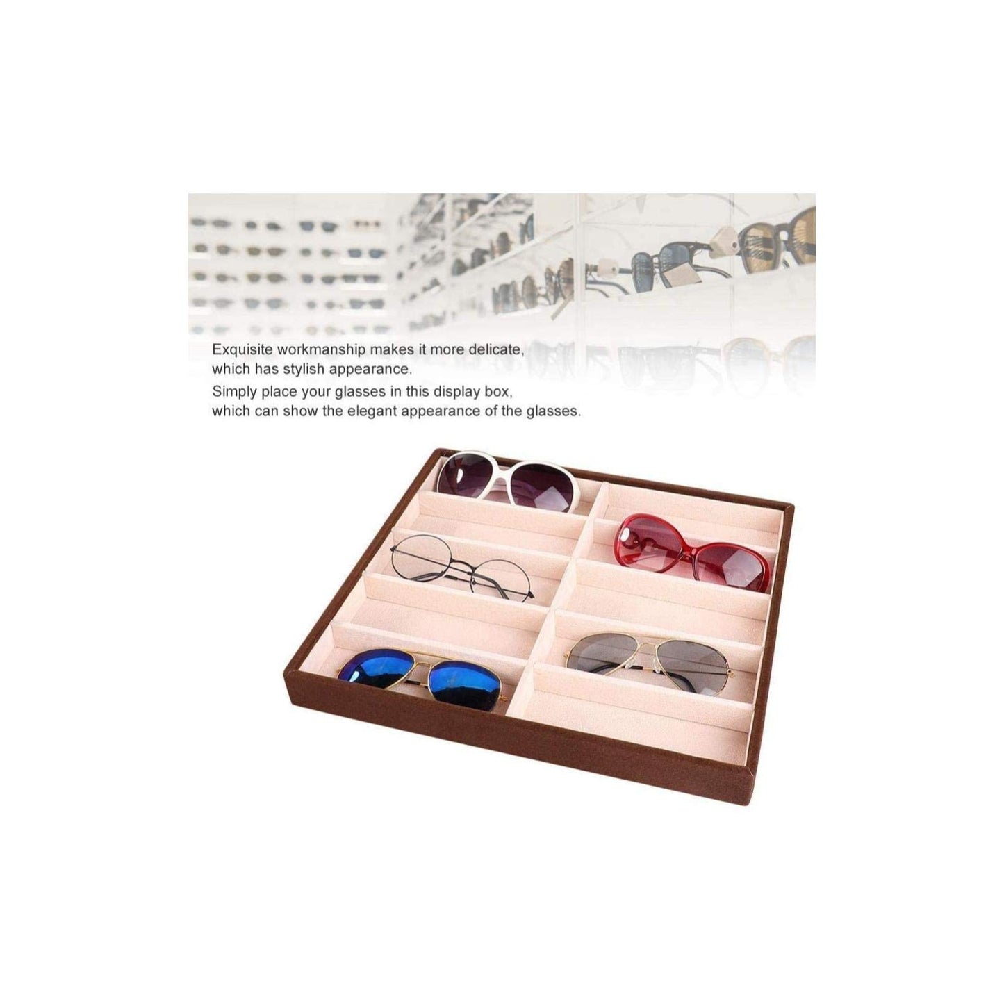 10 Grids Sunglass Box, Modern Glasses Organizer Eyeglass Display Storage Cases, Compartment Eyewear Storage Box Christmas, Valentine's Day, Mother's…