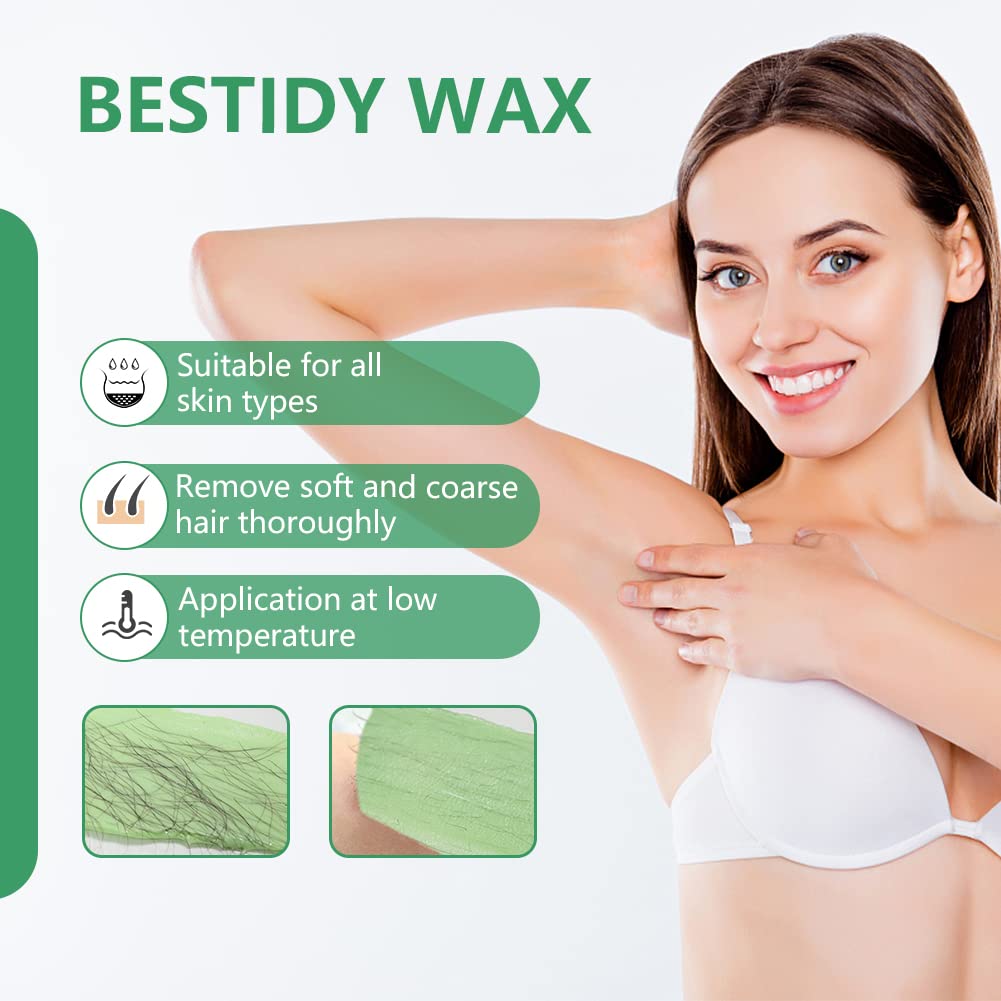 Bestidy Hard Wax Beads for Hair Removal - 1000g Waxing Beans for All Body and Bikini Areas (Green) Beauty and Personal Care Bestidy