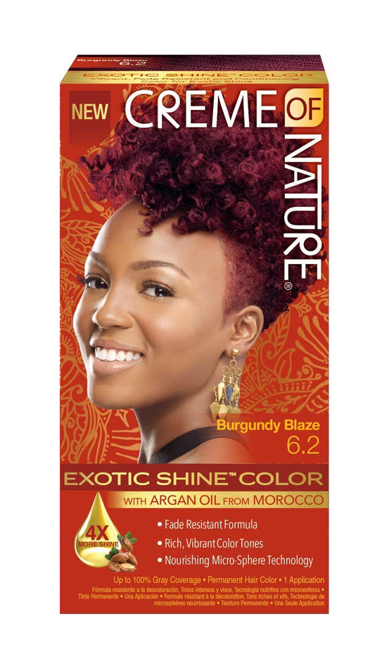 Exotic Shine Hair Color by Creme of Nature, 6.2 Burgundy Blaze, with Argan Oil from Morocco, 1 Application Beauty & Personal Care Creme of Nature