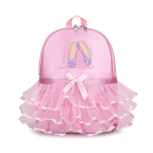 Yitengteng Princess Ballerina Backpack Dance Bag for Toddler Girls Nylon Backpack (Pink dance shoes)