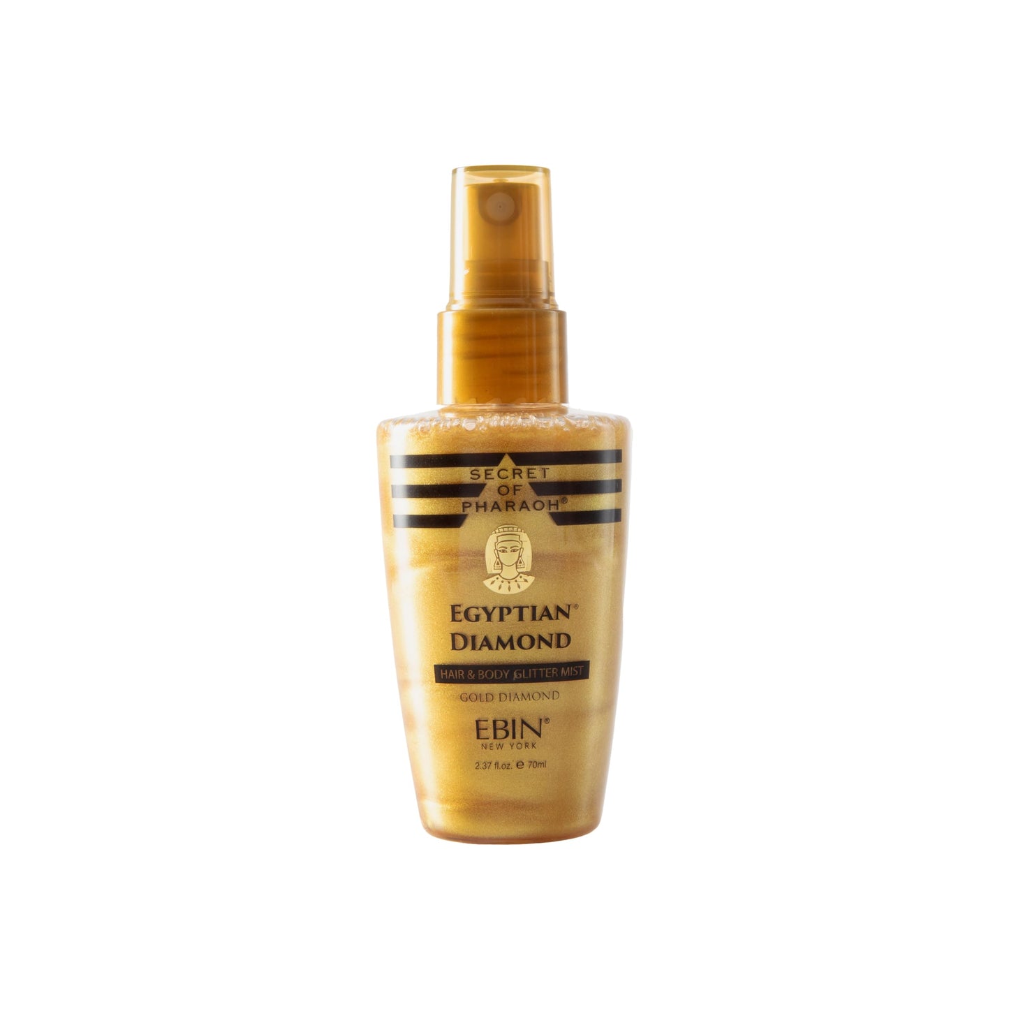EBIN NEW YORK Egyptian Diamond Hair, Face & Body Glitter Mist - Gold 2.37oz | Quick-Drying, Long-Lasting Shiny Spray for Clothes, Rave, Festival