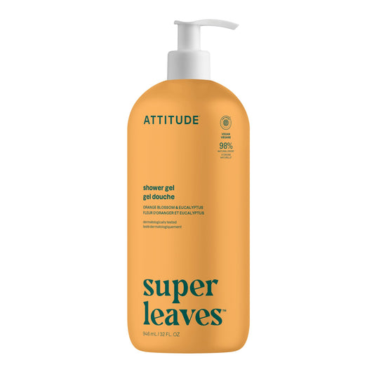 ATTITUDE Body Wash, EWG Verified Shower Gel, Dermatologically Tested, Plant and Mineral-Based, Vegan Personal Care Products, Orange Blossom