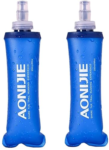 AONIJIE 2pcs Foldable 250mL/500mL TPU Outdoor Sport Water Hydration Bottle Soft Flask For Running Camping Hiking Bicycle (250ML-2pcs)