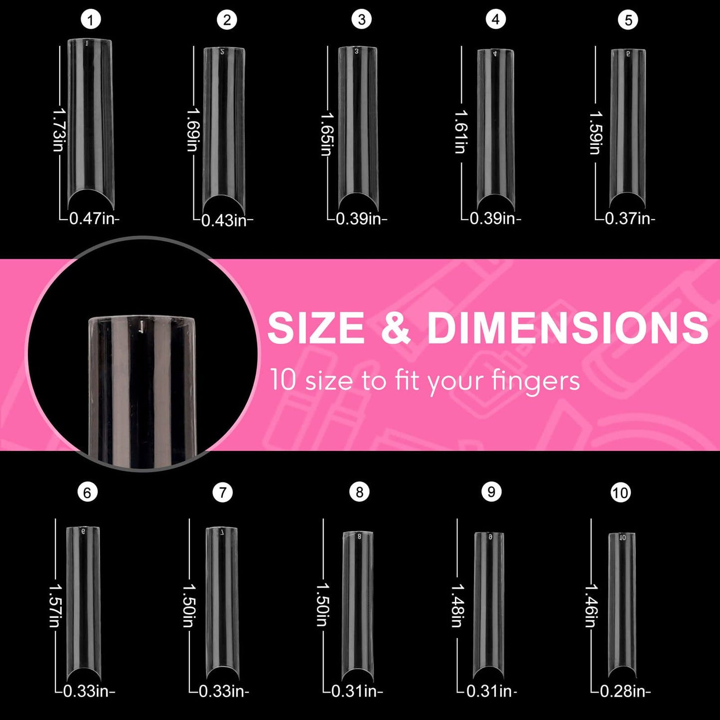 Square C Curve Extra Long Nail Tips, Half Cover Clear Acrylic Fake Nail Tips, Press On Nail False Nails with Case for Nail Salons and DIY Nail Art