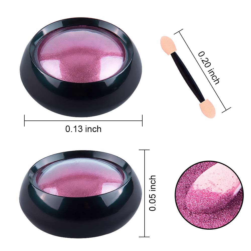 Duufin 14 Jars Chrome Nail Powder Metallic Nail Art Powder Mirror Effect Manicure Chrome Powder 14 Colors Nail Powders with 14 Pcs Eyeshadow Sticks