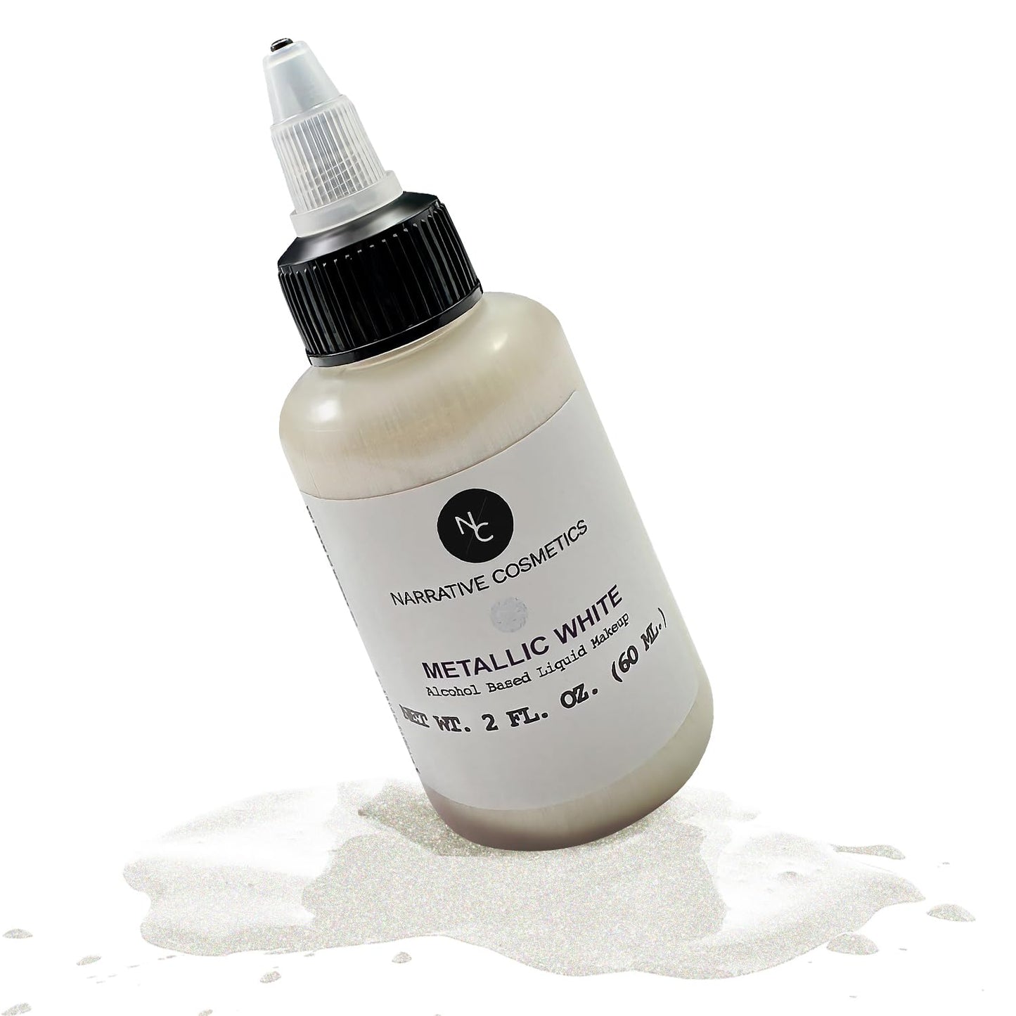 Narrative Cosmetics Metallic Alcohol Airbrush Paints - 2 fl oz, Skin Safe, Quick Dry, Waterproof, Sweatproof, Transferproof Liquid Makeup