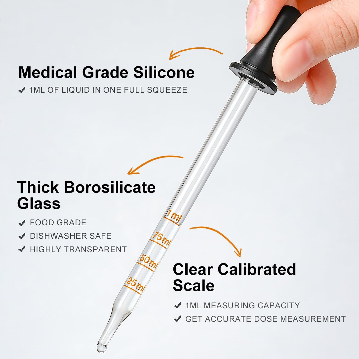 4 Pack, 1 mL Glass Eye Dropper with Measurement - Long & Short, Bent & Straight Tip Calibrated Glass Medicine Droppers, Accurate Dose Pipette Dropper Beauty and Personal Care LANDNEOO