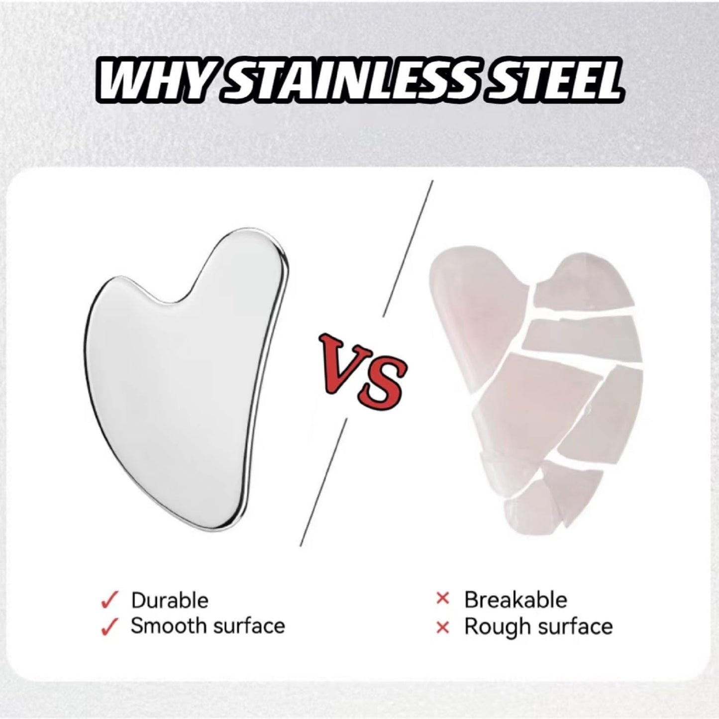 TelKeen Metal Gua Sha Facial Tools, Stainless Steel Gua Sha Tools for Face, Body Skin Care, SPA Acupuncture, Anti-Aging & Wrinkles