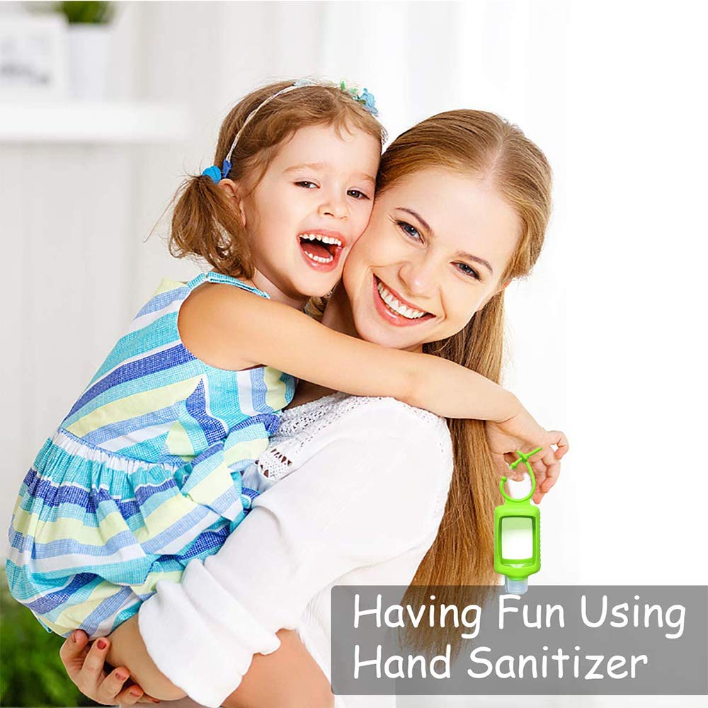 4 Pack Travel Size Plastic Clear Bottles w/Silicone Sleeve Refillable Empty Squeeze Containers Leakproof Flip Cap Keychain Bottles Hand Sanitizer